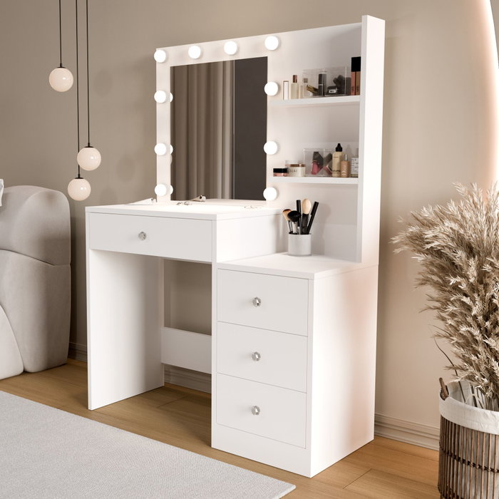 Hanah Home Monroe - MO2-W Mesa de Maquillaje Blanca